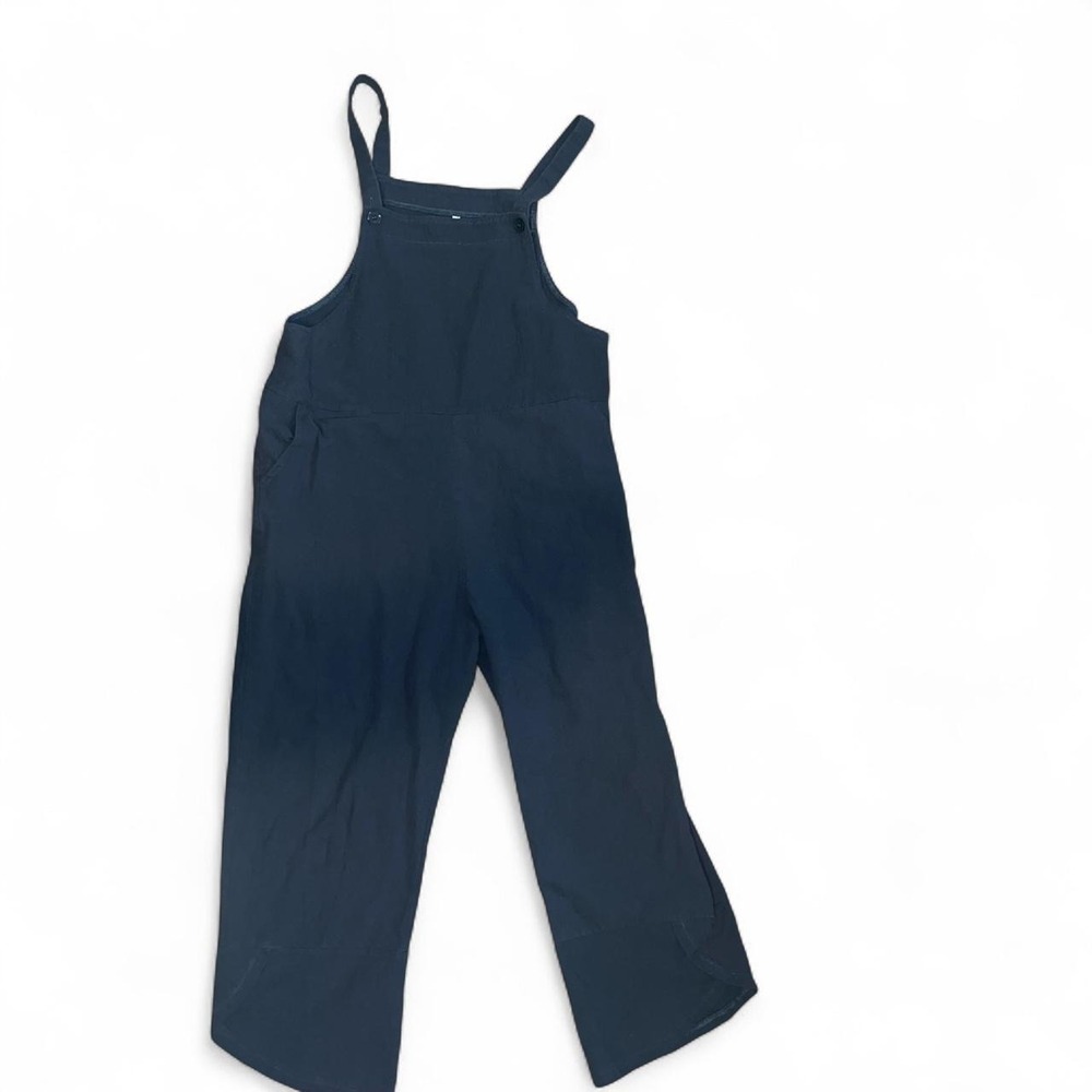 Charcoal gray cotton-linen blend overalls Women Size M